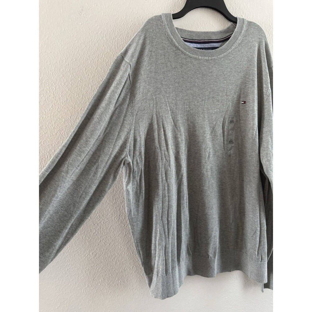 Tommy Hilfiger Pullover light Sweater Mens Size XXL Gray core Long Sleeves - Picture 6 of 15